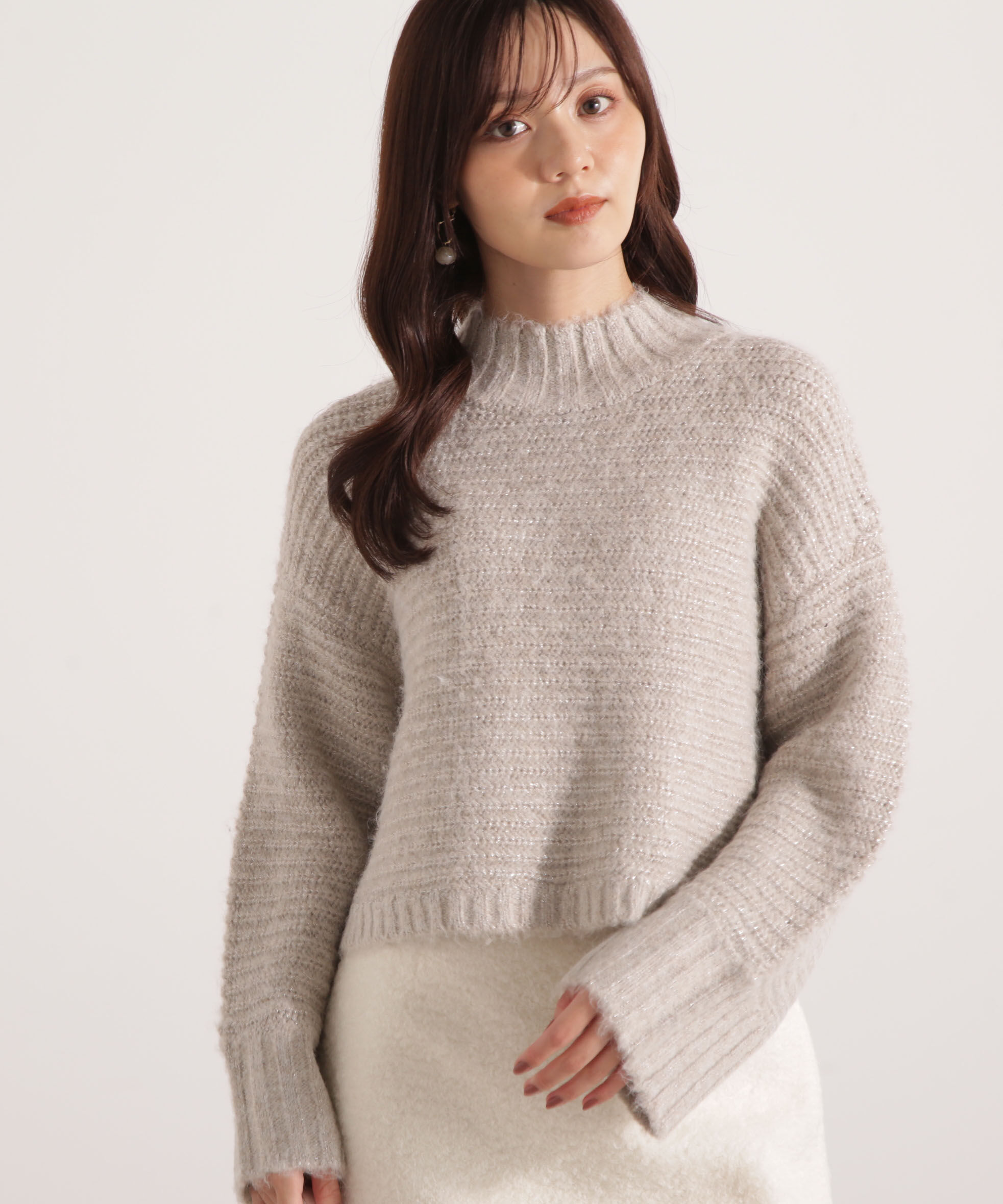 PROPORTION BODY DRESSING「ウールブレンドスタンドカラー畔ニット 25AW」|ニット・セーター|