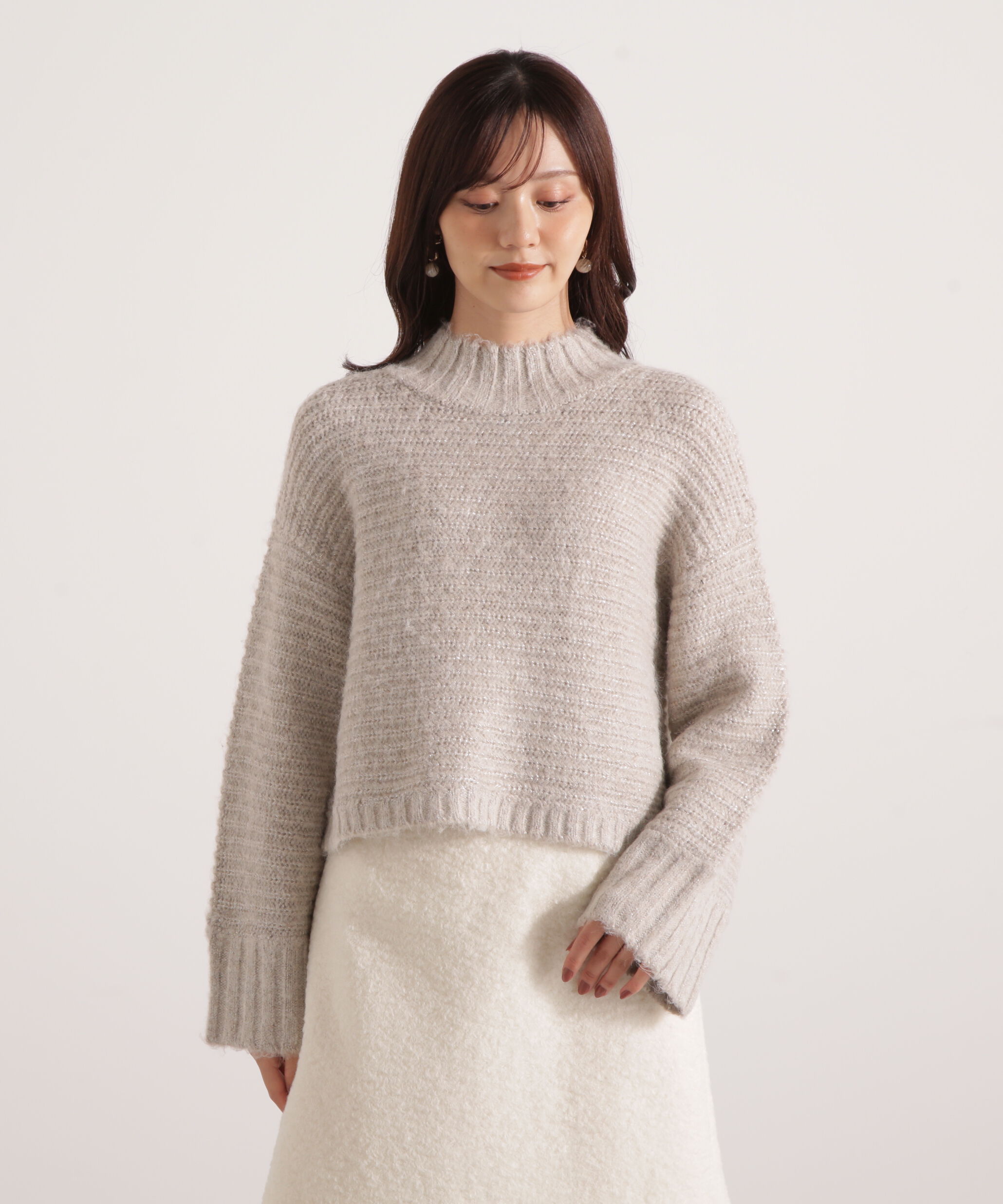 PROPORTION BODY DRESSING「ウールブレンドスタンドカラー畔ニット 25AW」|ニット・セーター|