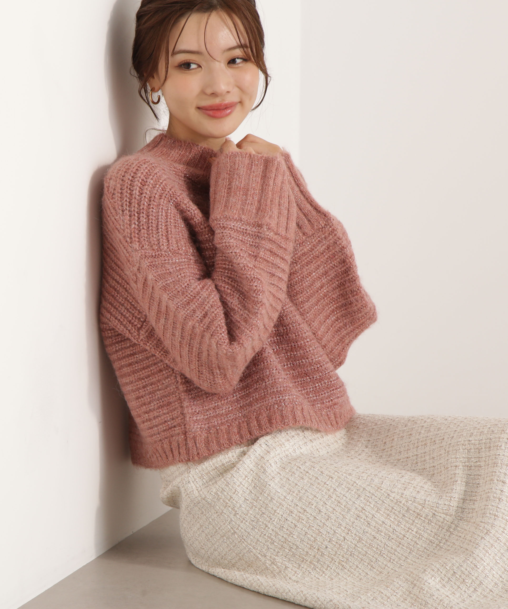 PROPORTION BODY DRESSING「ウールブレンドスタンドカラー畔ニット 25AW」|ニット・セーター|