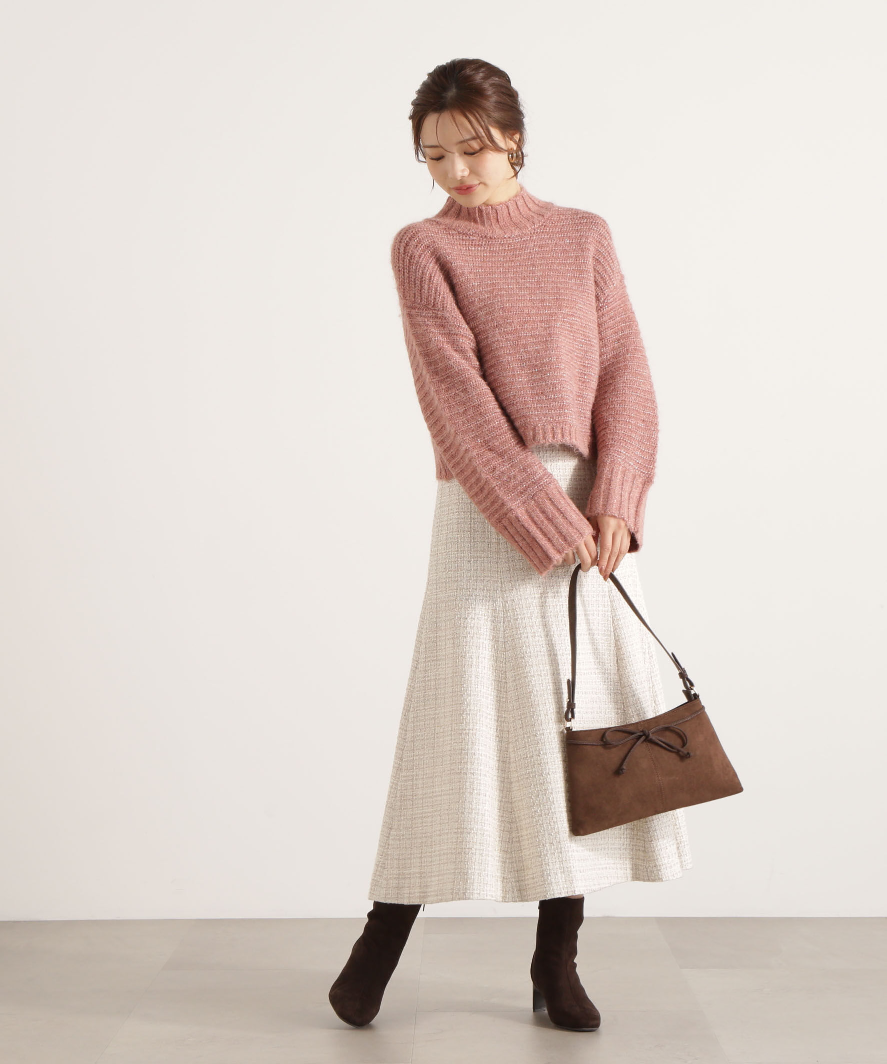 PROPORTION BODY DRESSING「ウールブレンドスタンドカラー畔ニット 25AW」|ニット・セーター|