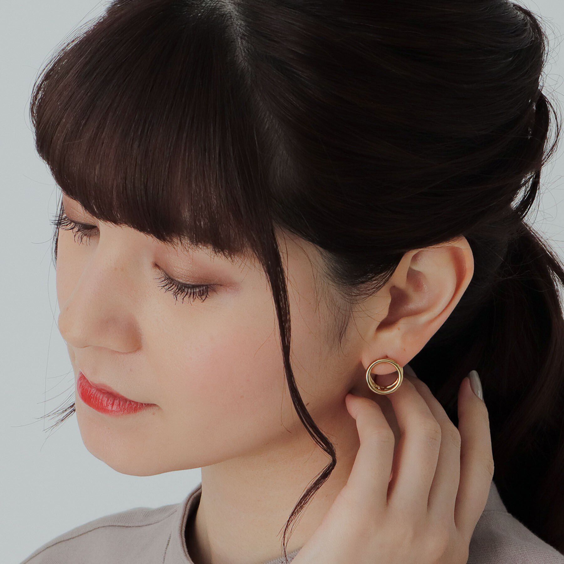 COCOSHNIK ONKITSCH「シルバー ダブルサークル　イヤリング GP」|イヤリング|