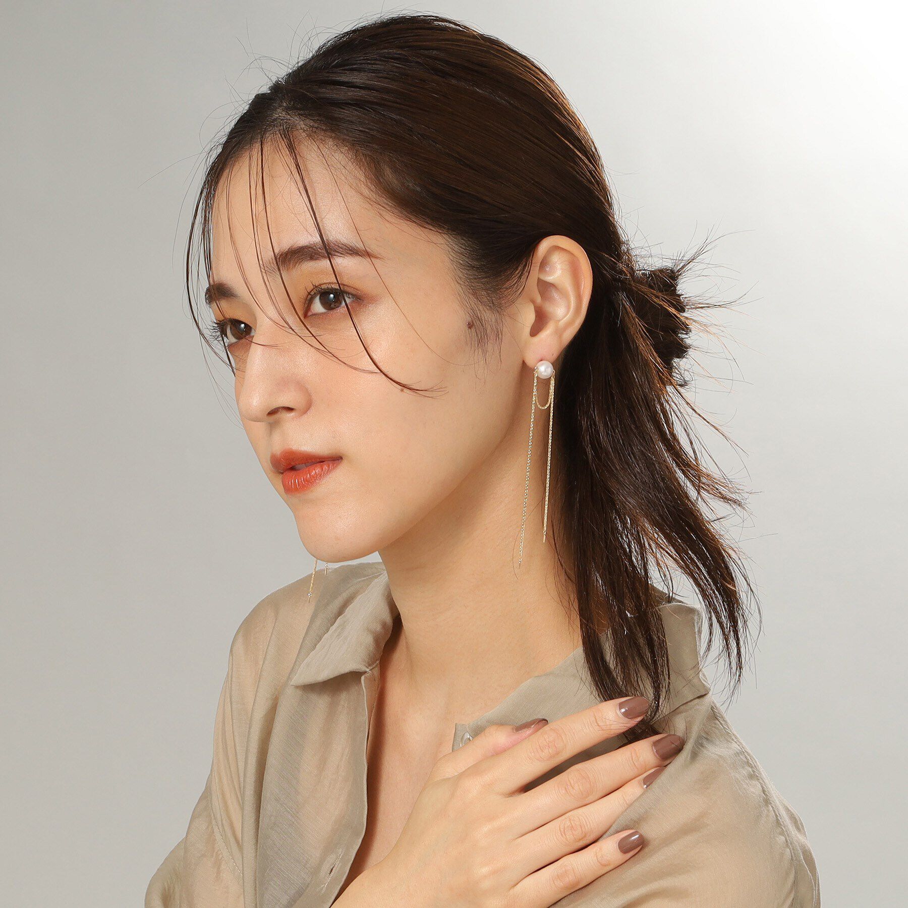 COCOSHNIK「K10パール スパイクトリプルフリンジ スタッドピアス」|ピアス|