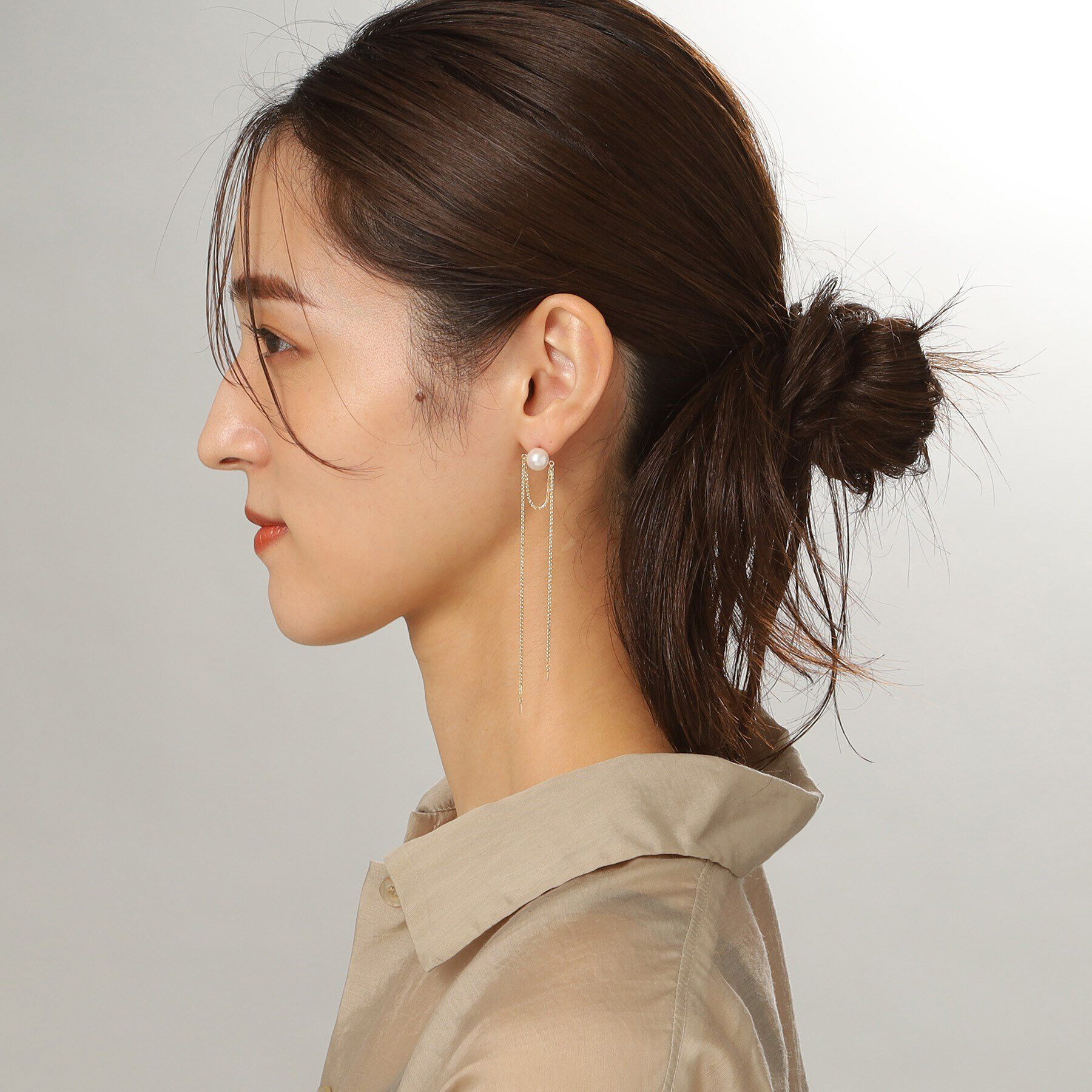 COCOSHNIK「K10パール スパイクトリプルフリンジ スタッドピアス」|ピアス|