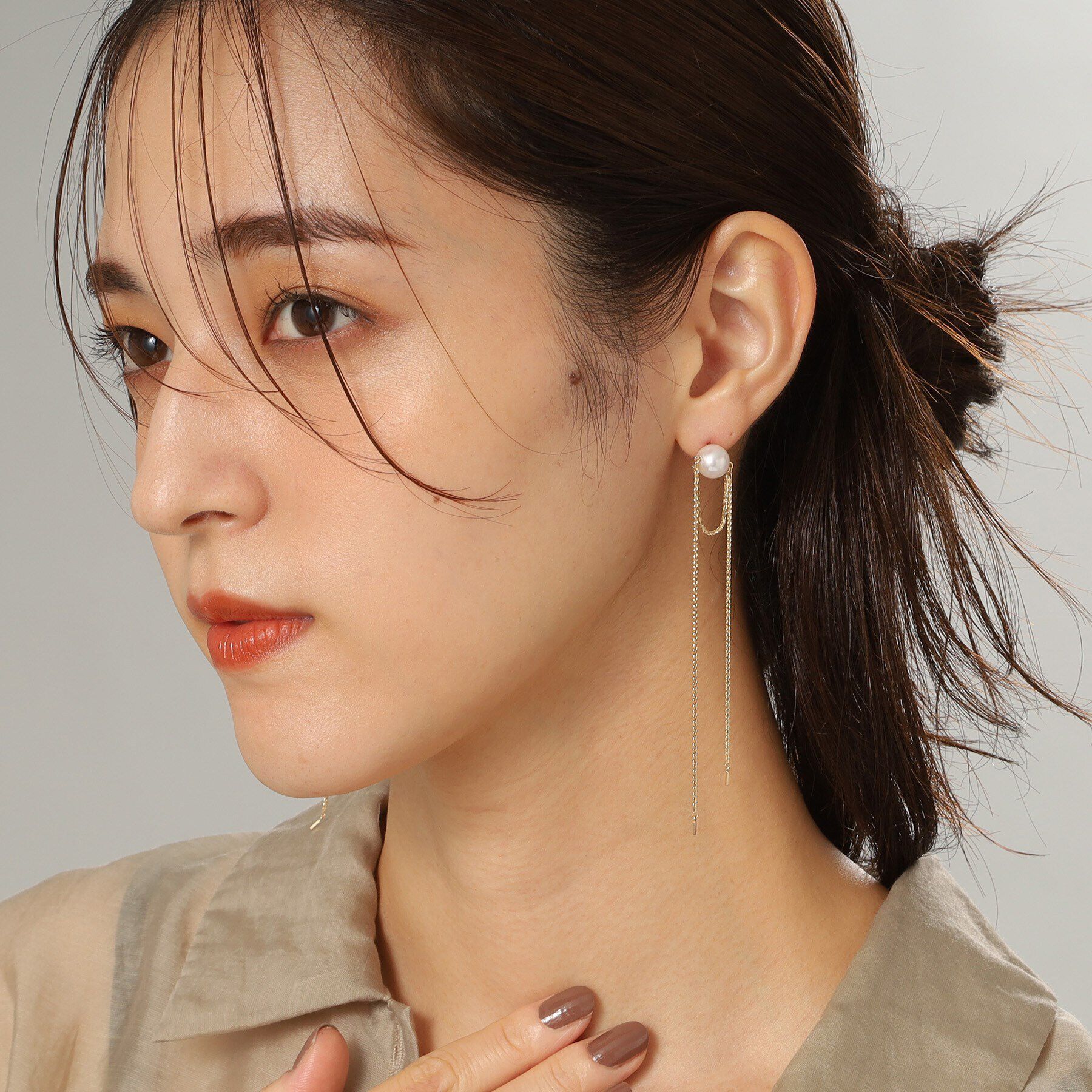 COCOSHNIK「K10パール スパイクトリプルフリンジ スタッドピアス」|ピアス|