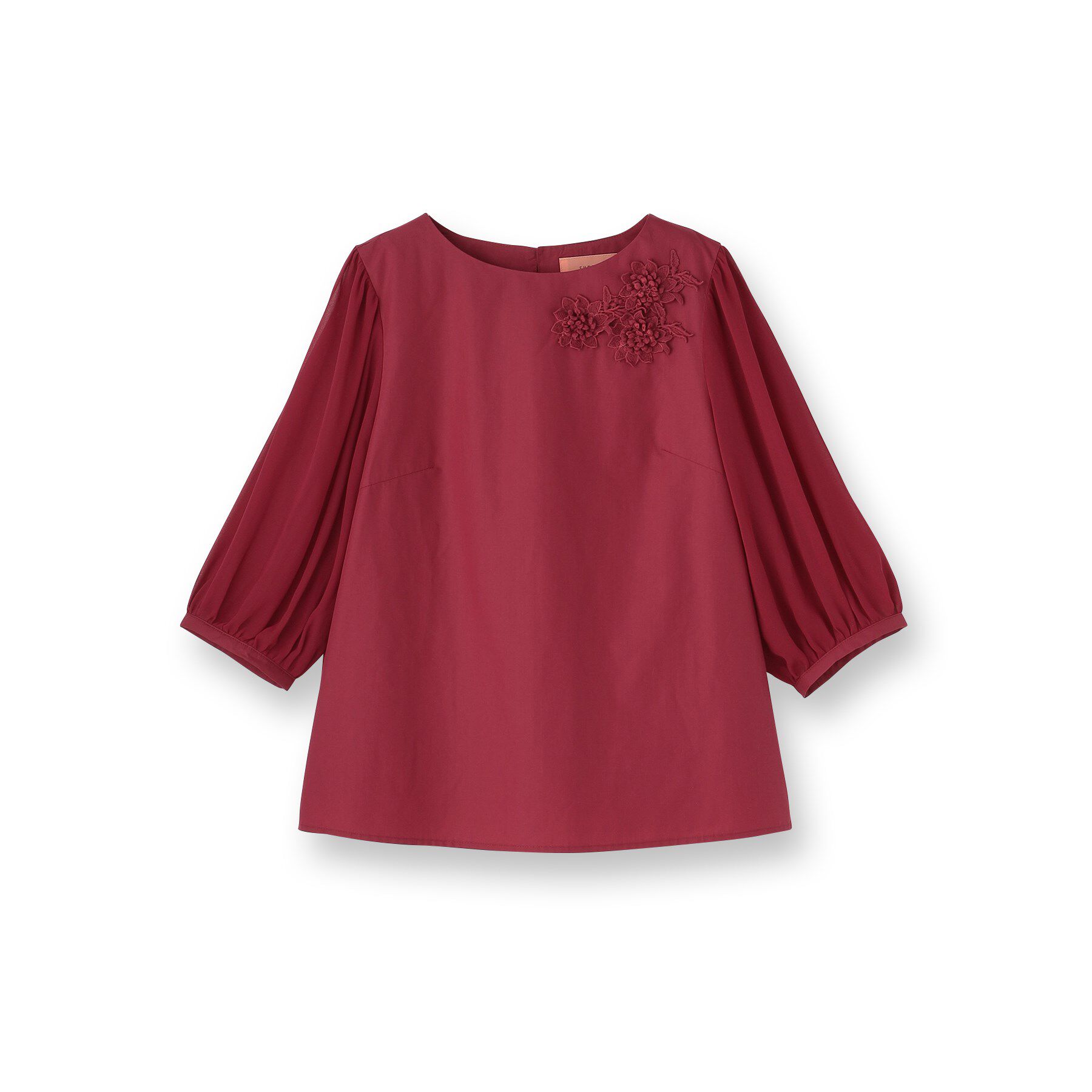 SunaUna「【フラワーモチーフ付き／袖シフォン】肘下丈ブラウス」|シャツ・ブラウス|