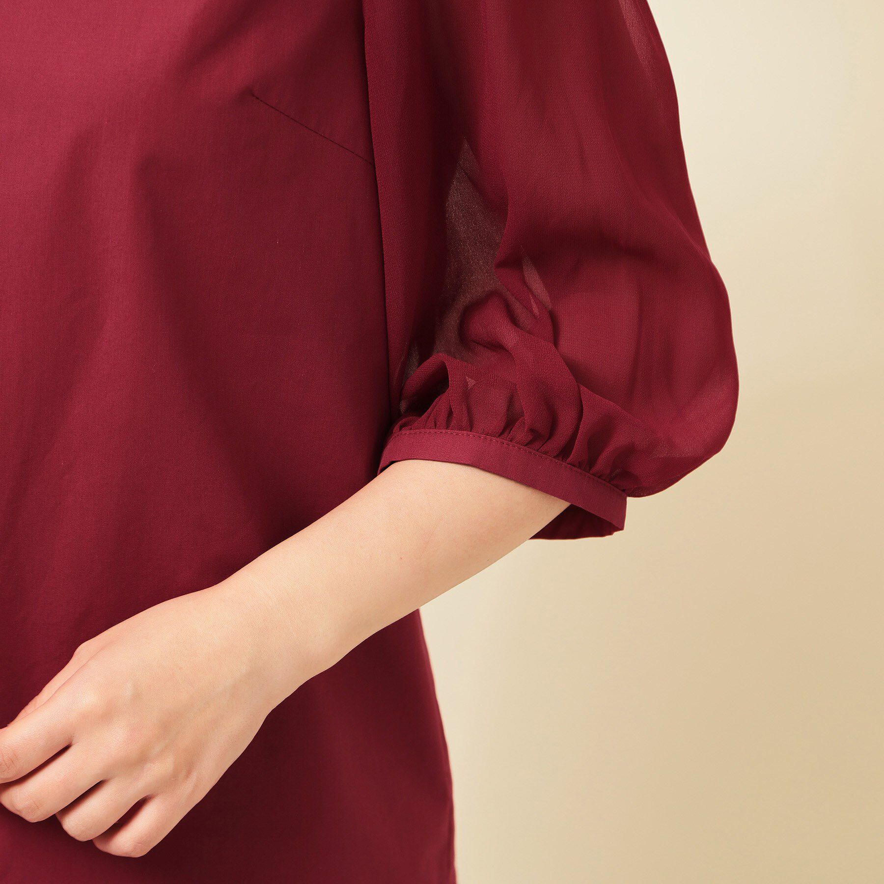 SunaUna「【フラワーモチーフ付き／袖シフォン】肘下丈ブラウス」|シャツ・ブラウス|