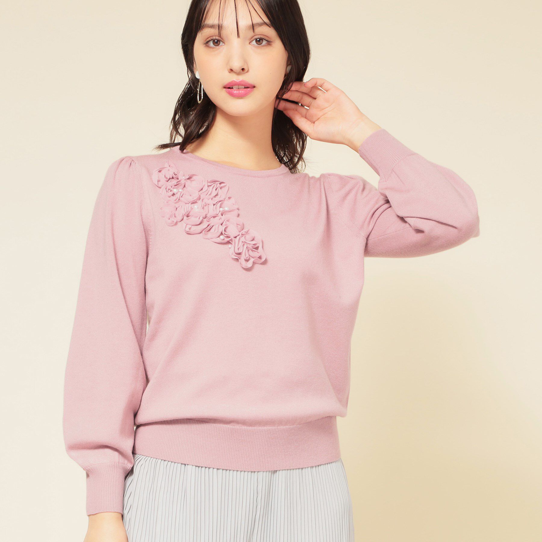 SunaUna「【SS～Lサイズ展開／チュール刺繍】クラフトニット」|ニット・セーター|