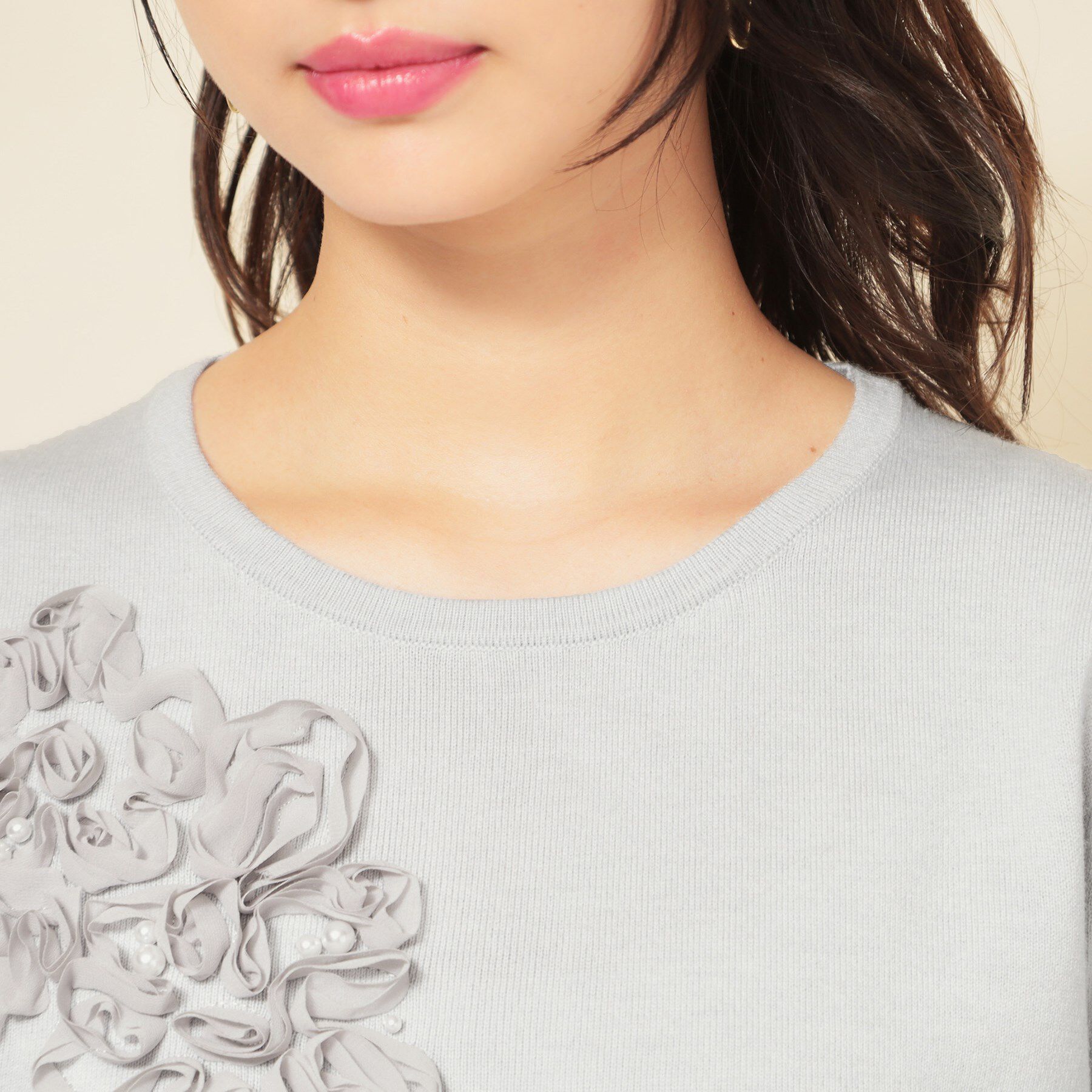 SunaUna「【SS～Lサイズ展開／チュール刺繍】クラフトニット」|ニット・セーター|