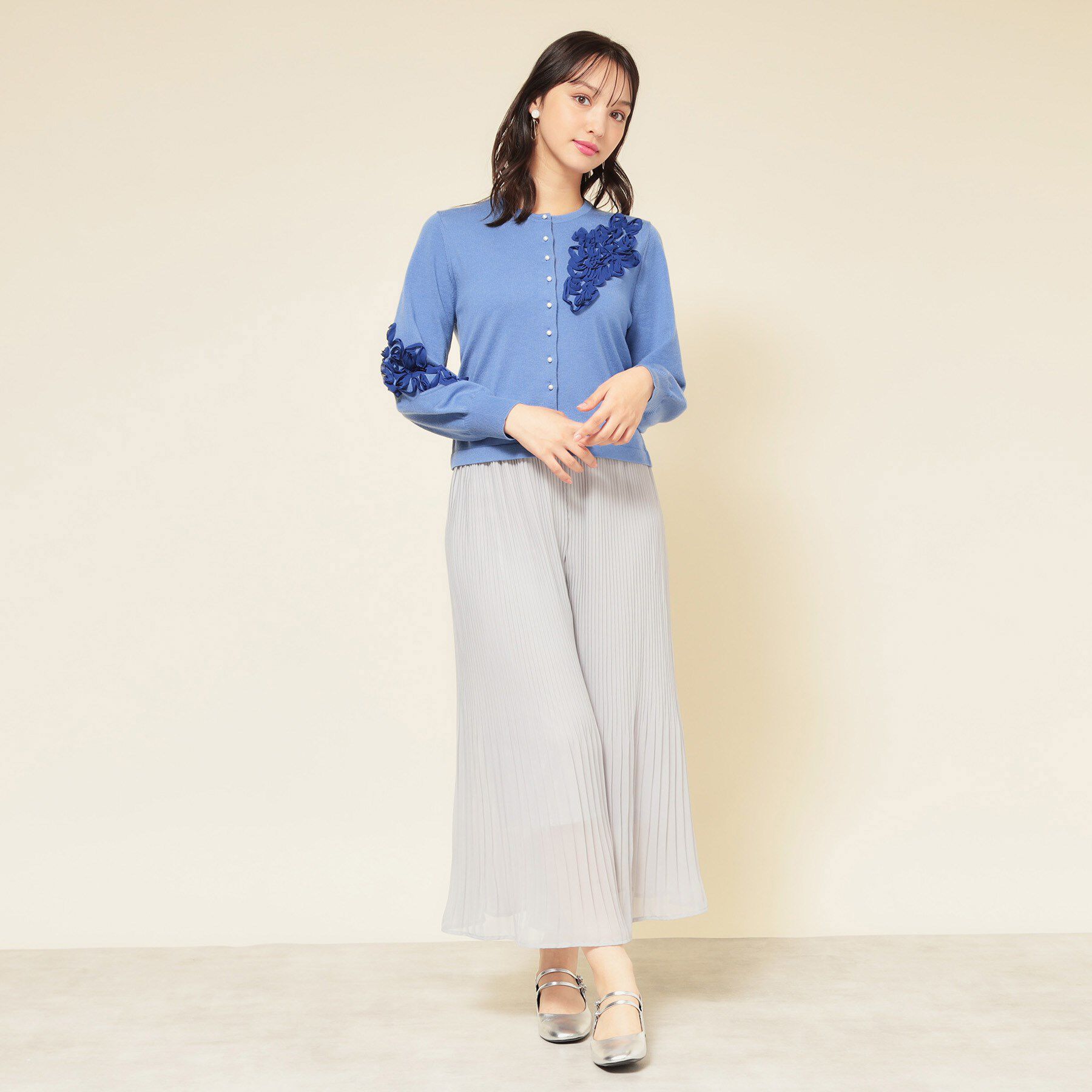 SunaUna「【SS～Lサイズ展開／チュール刺繍】クラフトニット」|カーディガン|