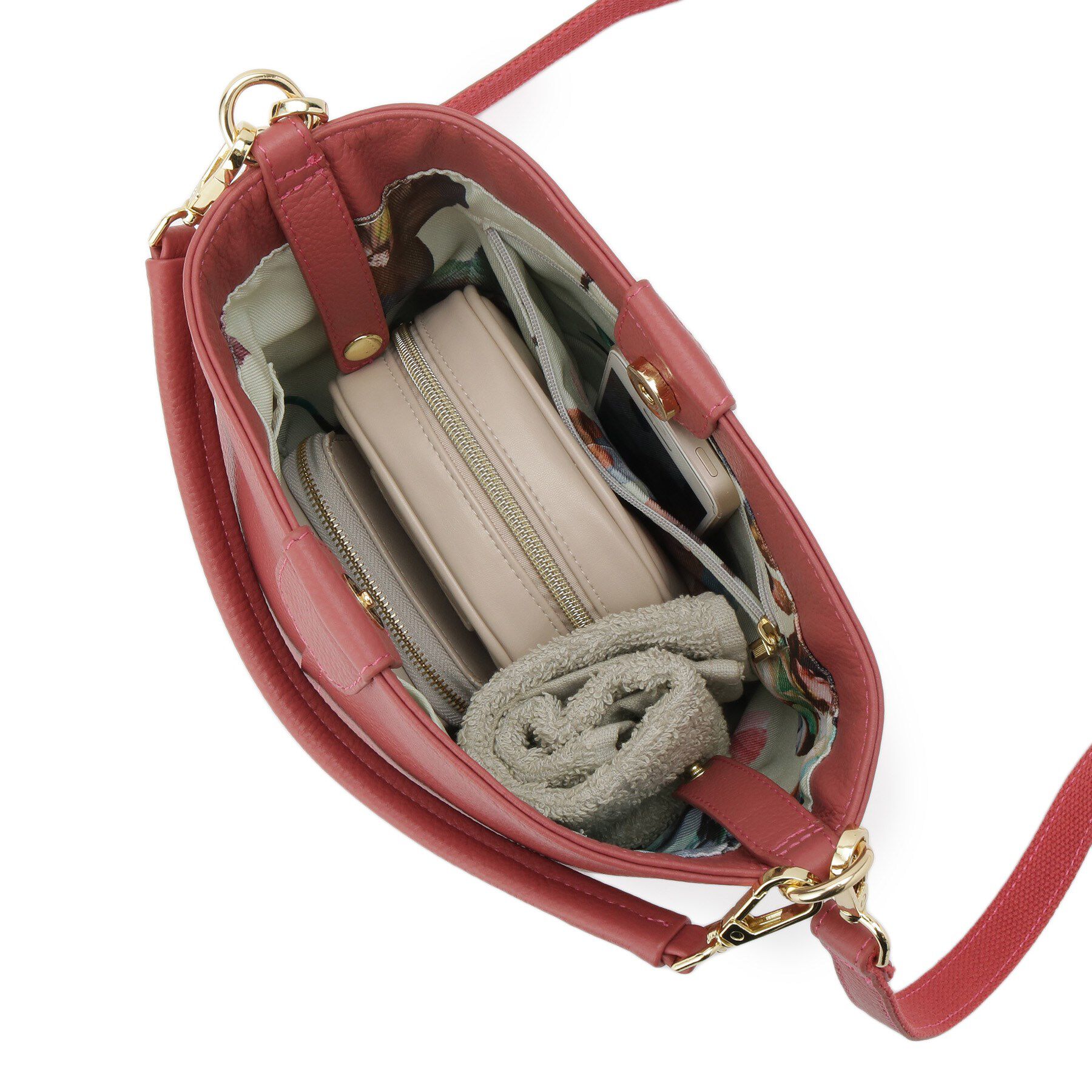 SunaUna「【2WAY／オリジナルプリント裏使用】牛革ワンショルダーバック」|ショルダー・メッセンジャー|