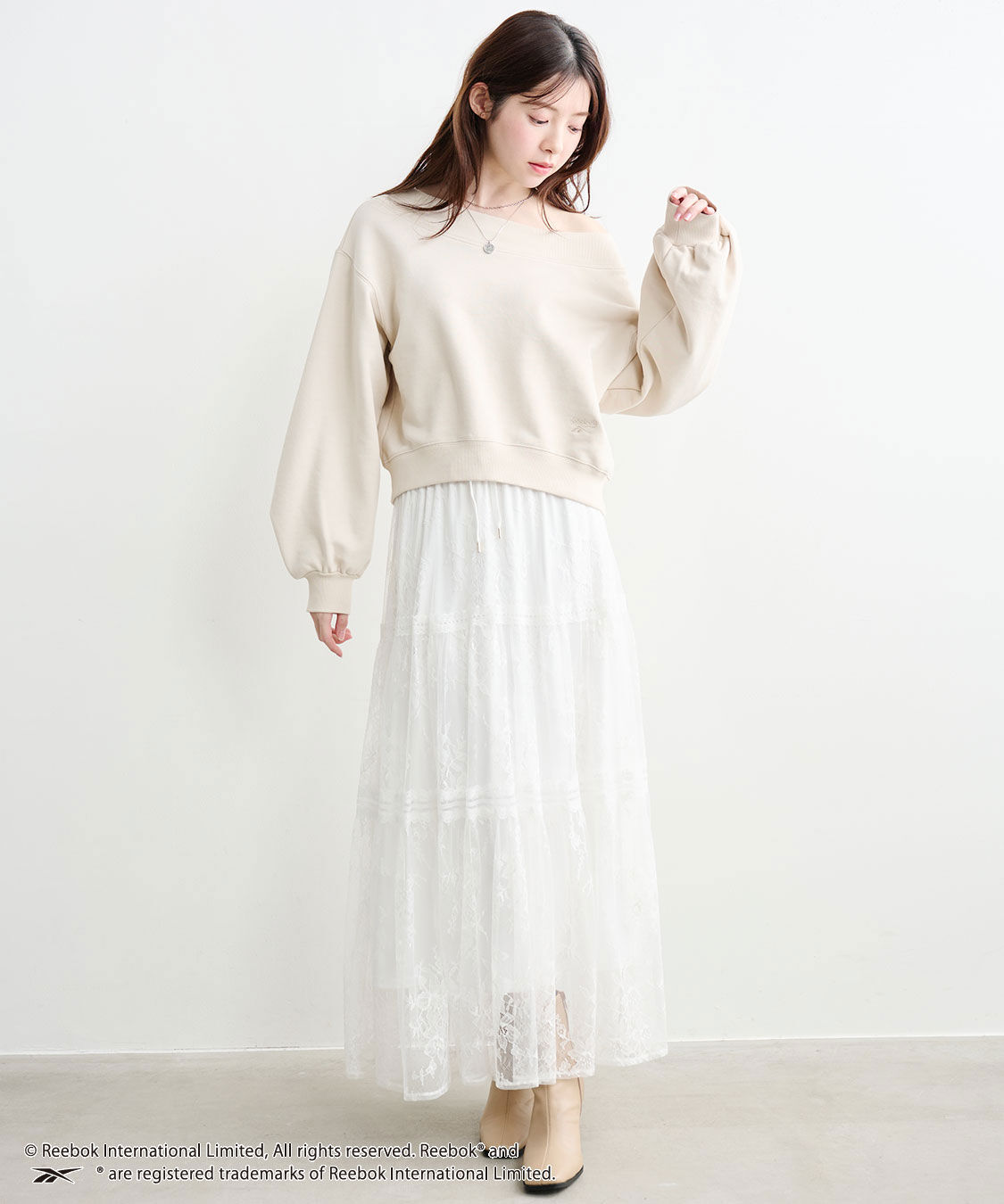 COCO DEAL「《COCO DEAL/Reebok》ボリュームスリーブオフショルスウェット」|スウェット・ジャージ|