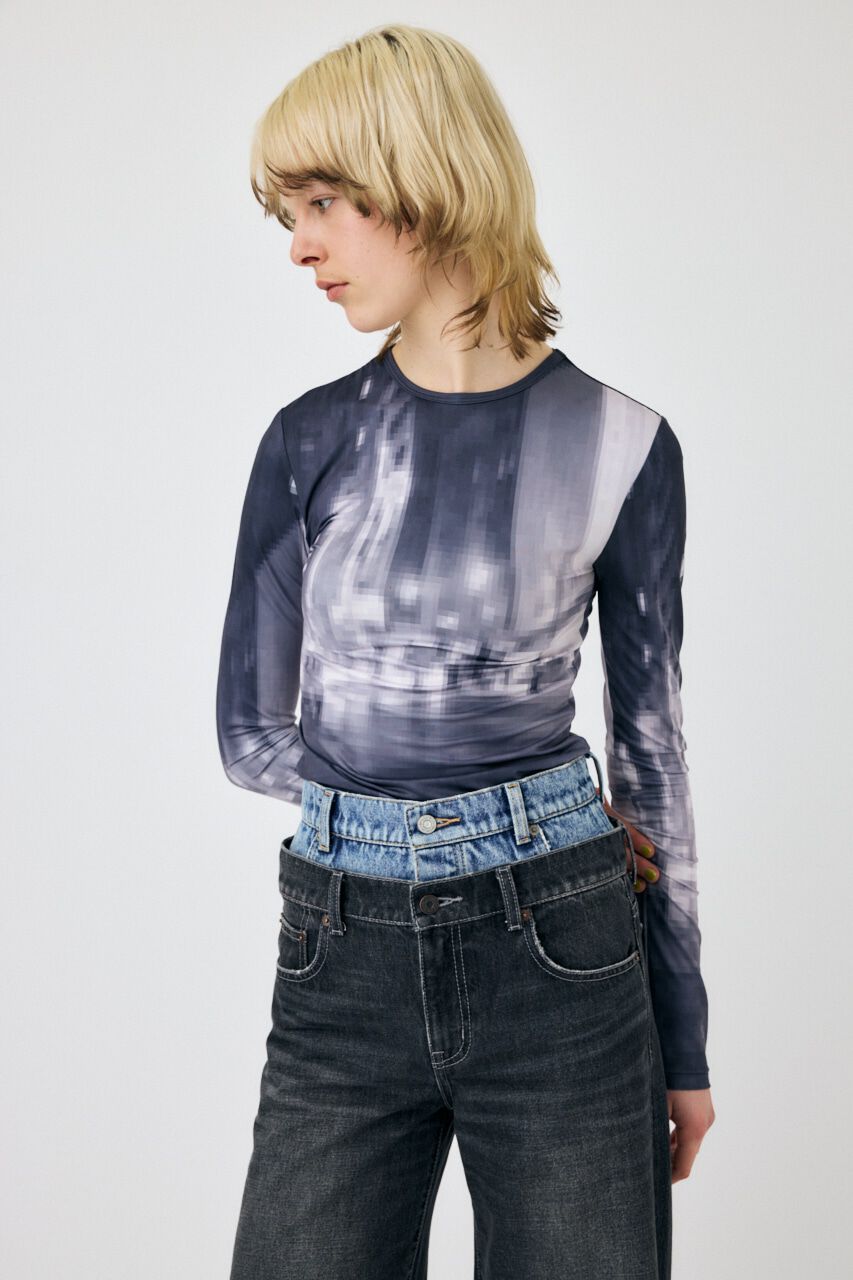 MOUSSY「CITY LIGHTS PIXEL LS Tシャツ」|Tシャツ・カットソー|