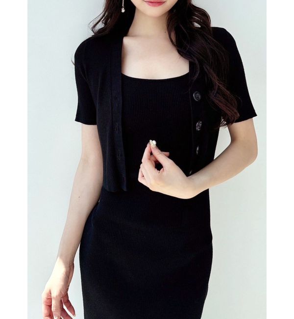 RESEXXY「5分袖ショートカーディガン【セットアップ着用可能】」|カーディガン|ブラック