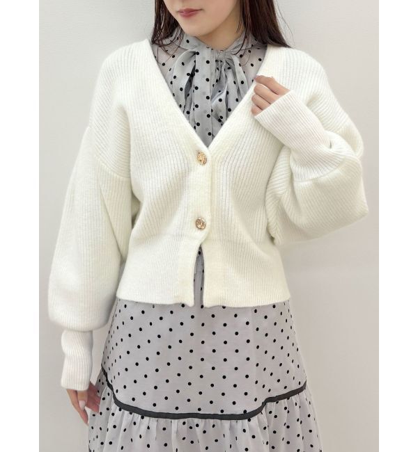 MERCURYDUO「片畔ボリュームスリーブカーディガン」|カーディガン|オフホワイト