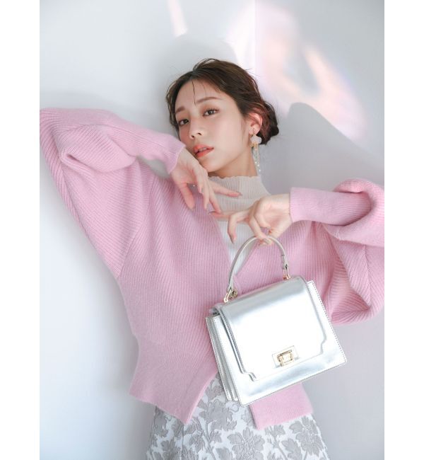 MERCURYDUO「片畔ボリュームスリーブカーディガン」|カーディガン|ピンク