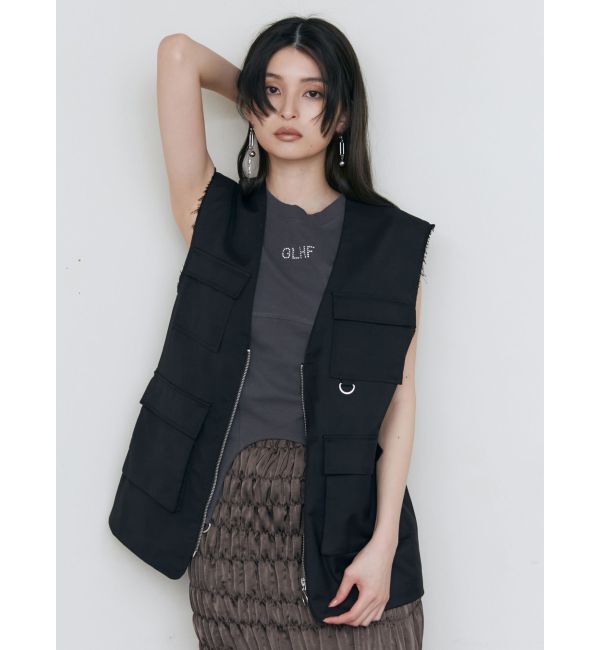 MURUA「カーゴポケットジレ」|ベスト・ジレ|ブラック