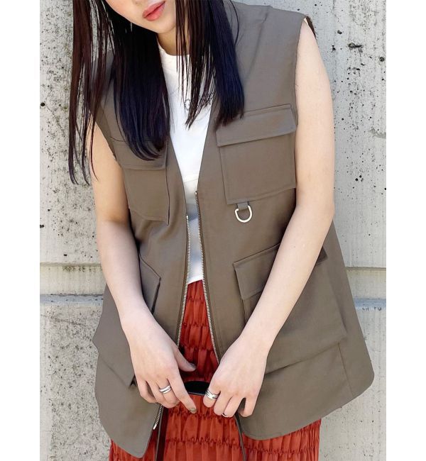 MURUA「カーゴポケットジレ」|ベスト・ジレ|カーキ