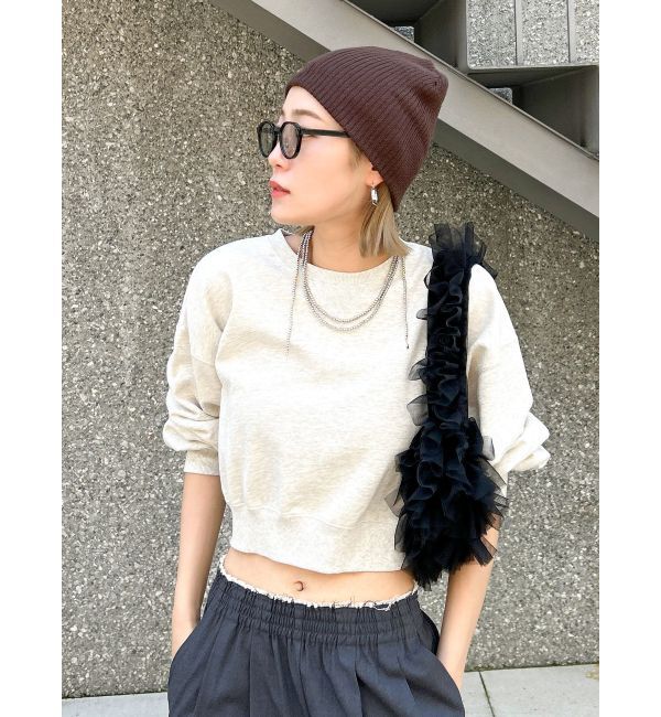 Ungrid「スリーブボリュームショートスウェット」|スウェット・ジャージ|ライトグレー