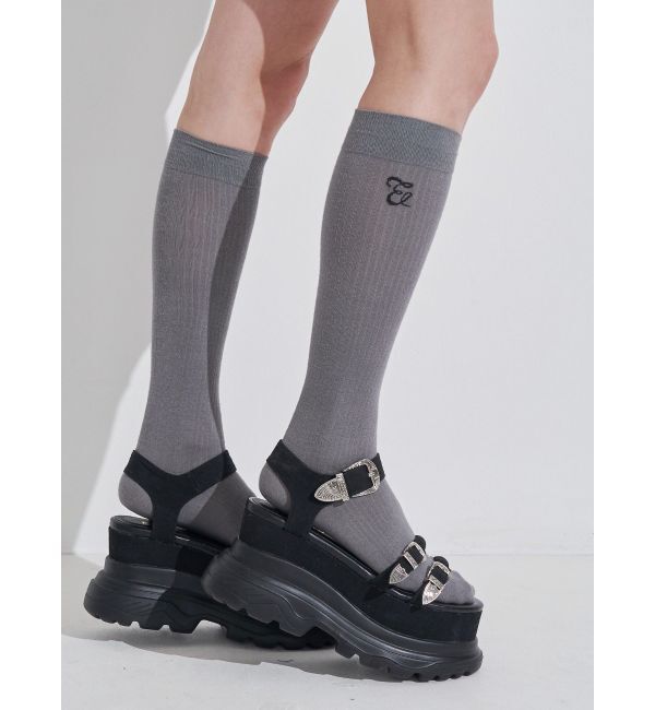 EVRIS「オリジナルEロゴハイソックス」|ソックス|グレー