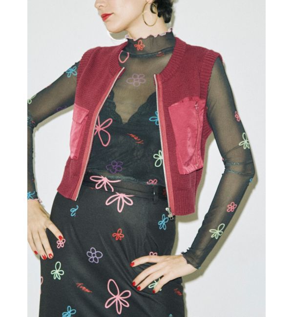 jouetie「ミリタリーニットベスト」|カーディガン|