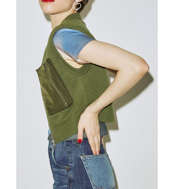 jouetie「ミリタリーニットベスト」|カーディガン|