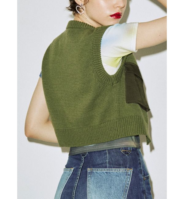 jouetie「ミリタリーニットベスト」|カーディガン|