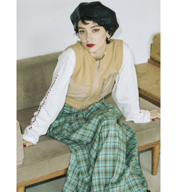 jouetie「ミリタリーニットベスト」|カーディガン|ベージュ