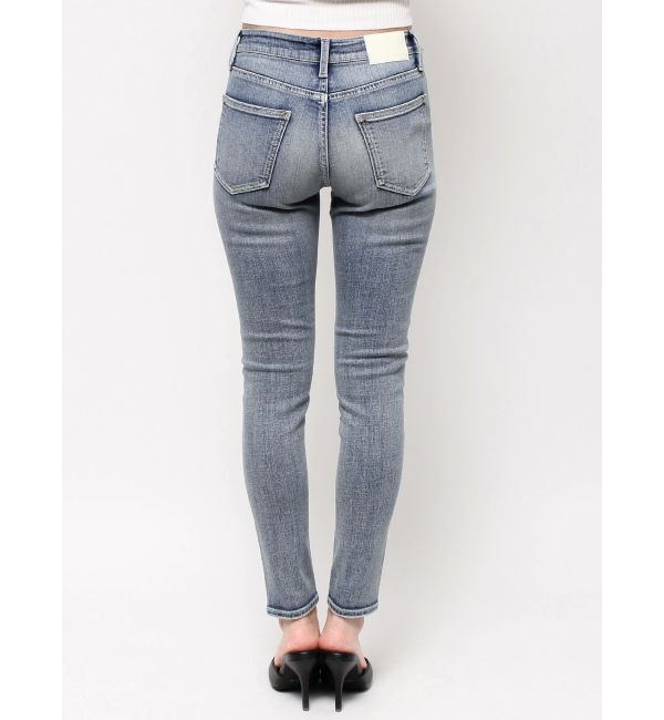 GYDA「ミドルウエストcross point bijou スキニーデニムパンツ」|デニム|