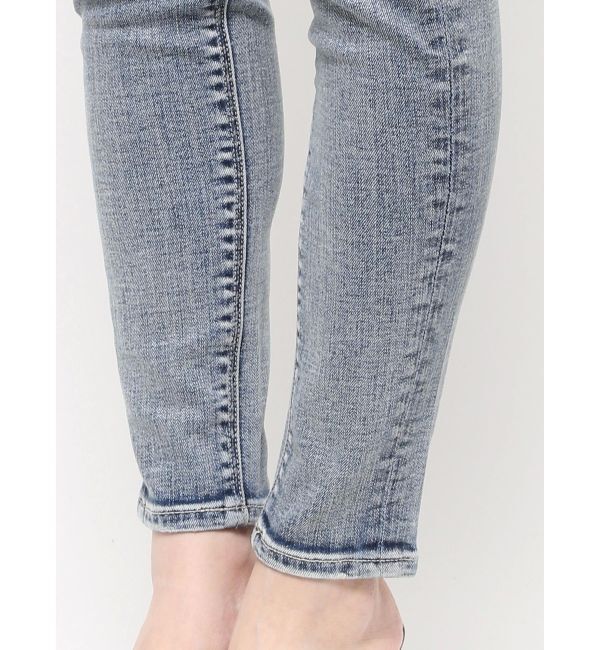 GYDA「ミドルウエストcross point bijou スキニーデニムパンツ」|デニム|