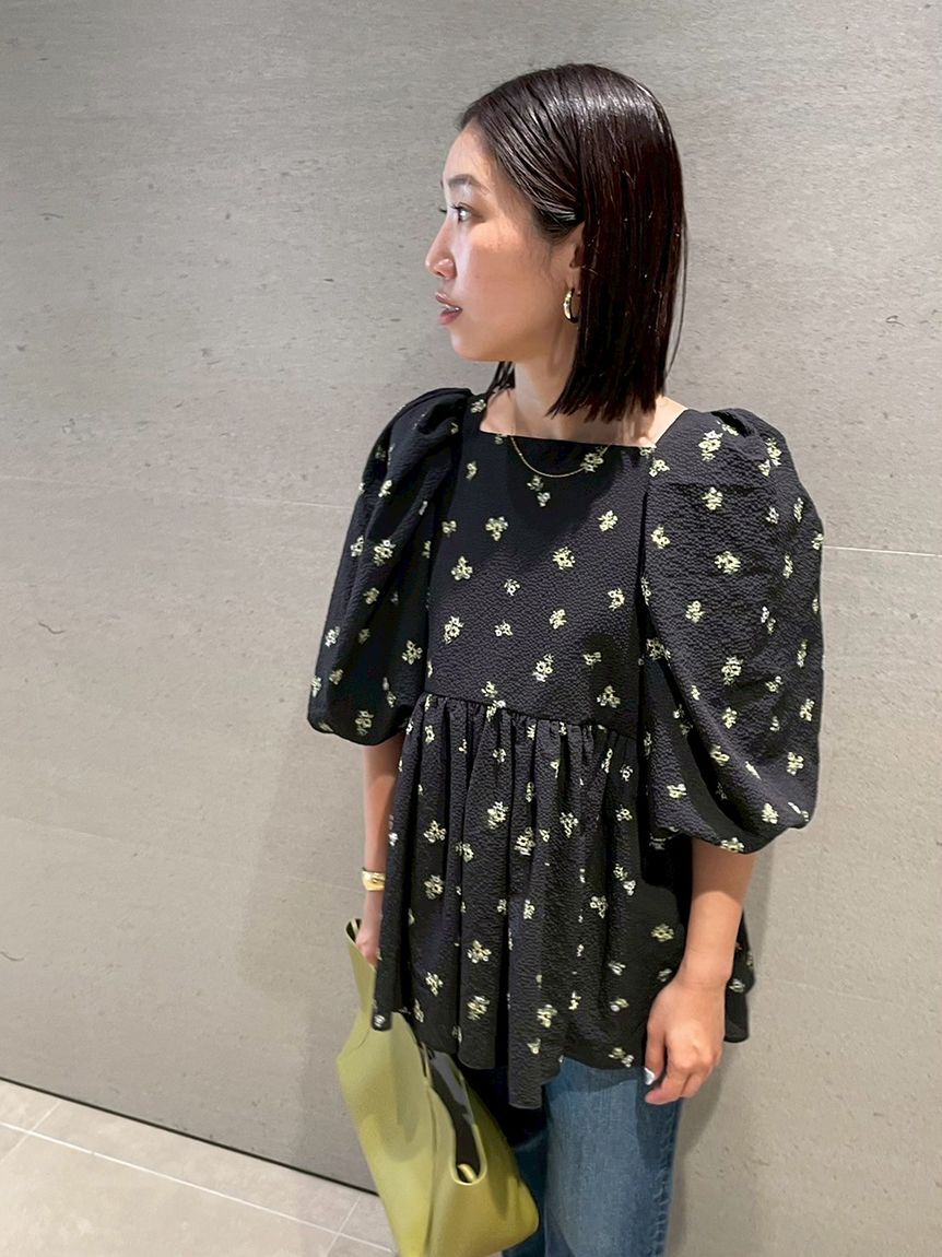 Mila Owen「バックリボンバルーンスリーブチュニック」|シャツ・ブラウス|BLK