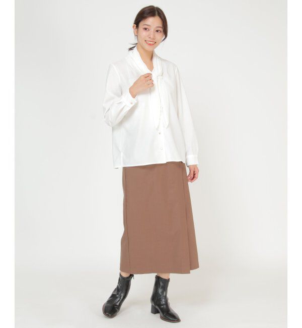 IKKA LOUNGE「プリーツタイ付きブラウス」|シャツ・ブラウス|