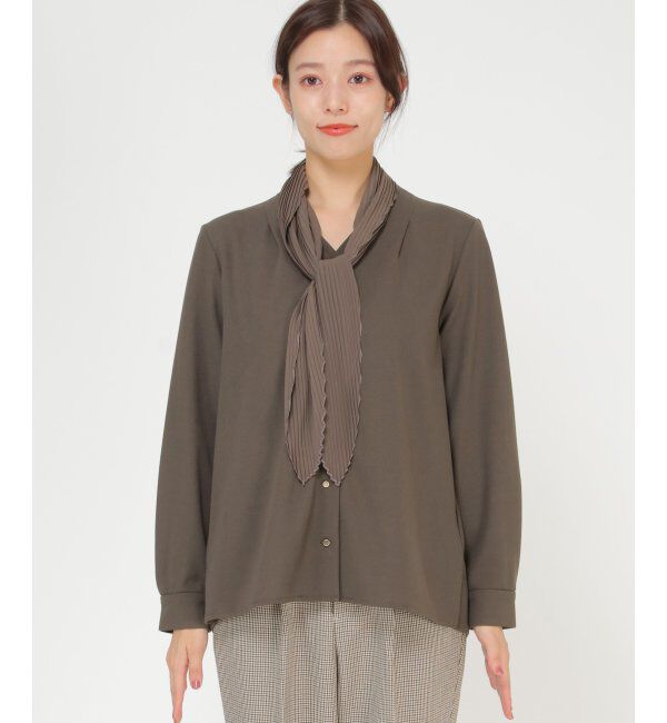 IKKA LOUNGE「プリーツタイ付きブラウス」|シャツ・ブラウス|