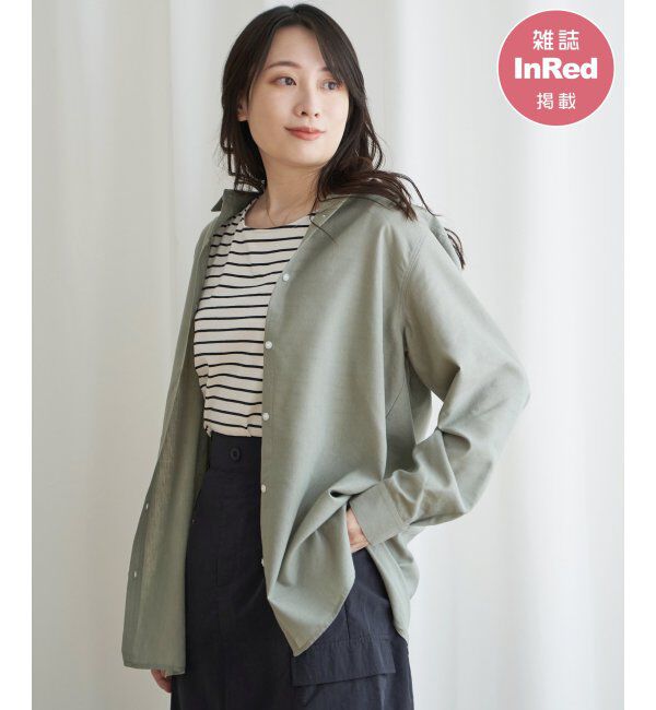 ikka「フレンチリネンMIX長袖シャツ」|シャツ・ブラウス|グリーン