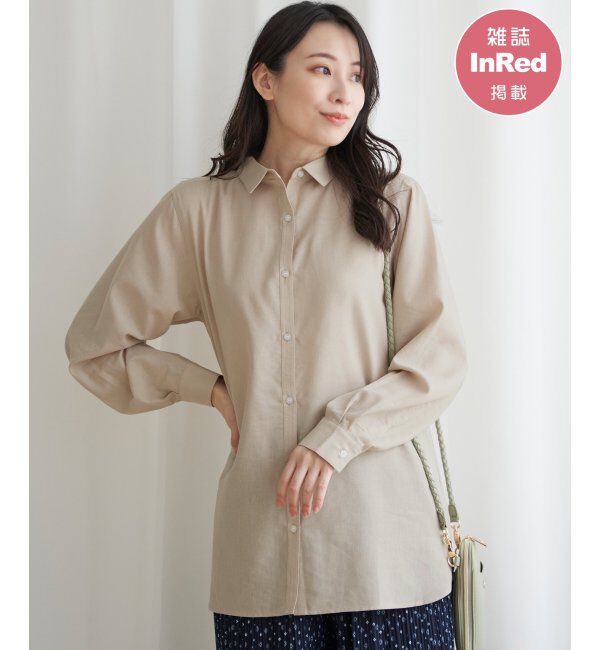 ikka「フレンチリネンMIX長袖シャツ」|シャツ・ブラウス|ベージュ