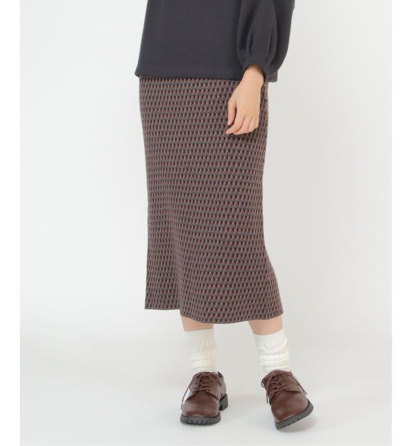 Lbc with Life「幾何学柄ジャガードニットスカート」|スカート|ブラック