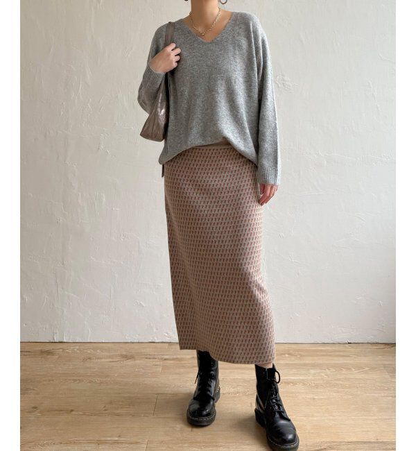 Lbc with Life「幾何学柄ジャガードニットスカート」|スカート|
