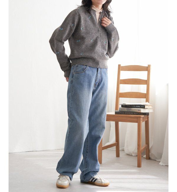 VENCE share style「アルパカタッチフラワー刺繍カーディガン」|カーディガン|