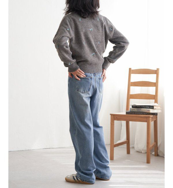 VENCE share style「アルパカタッチフラワー刺繍カーディガン」|カーディガン|