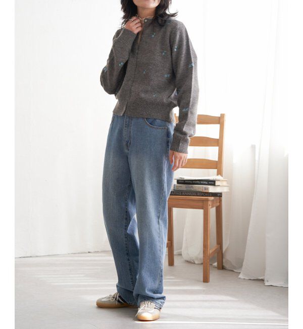 VENCE share style「アルパカタッチフラワー刺繍カーディガン」|カーディガン|