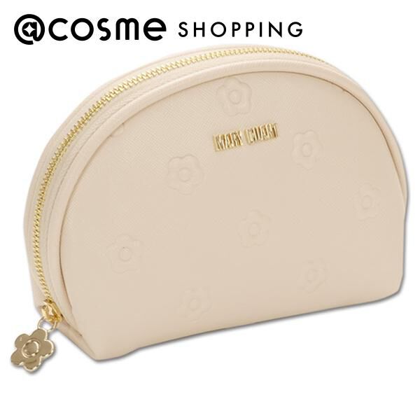  「マリークヮント シンプルエンボスデイジーラウンドポーチ ベージュ 本体 (H10&times;W15&times;D5cm)」|コスメ雑貨|その他