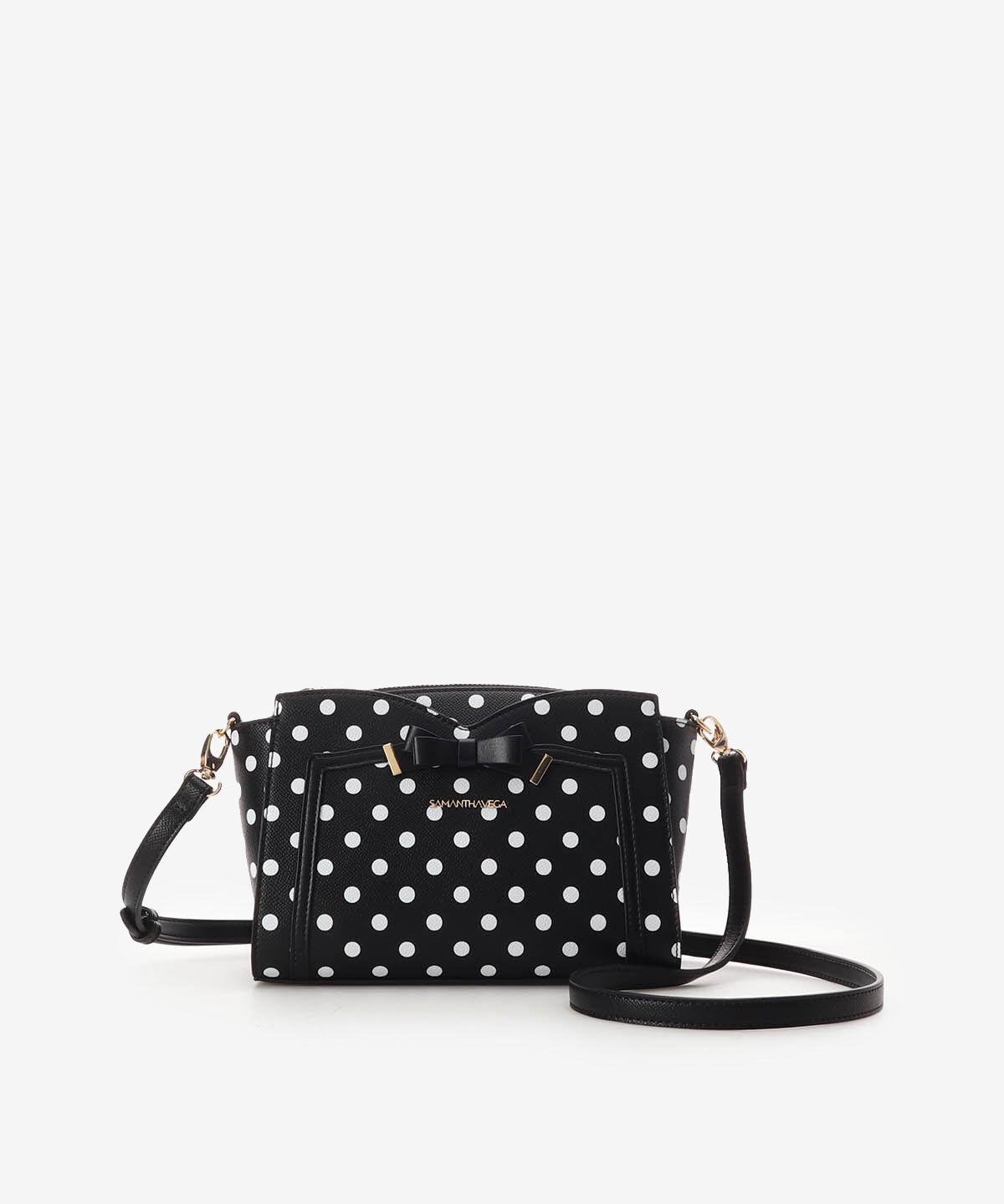 Samantha Vega「ソリッドリボンドットショルダーバッグ」|ショルダー・メッセンジャー|ブラック