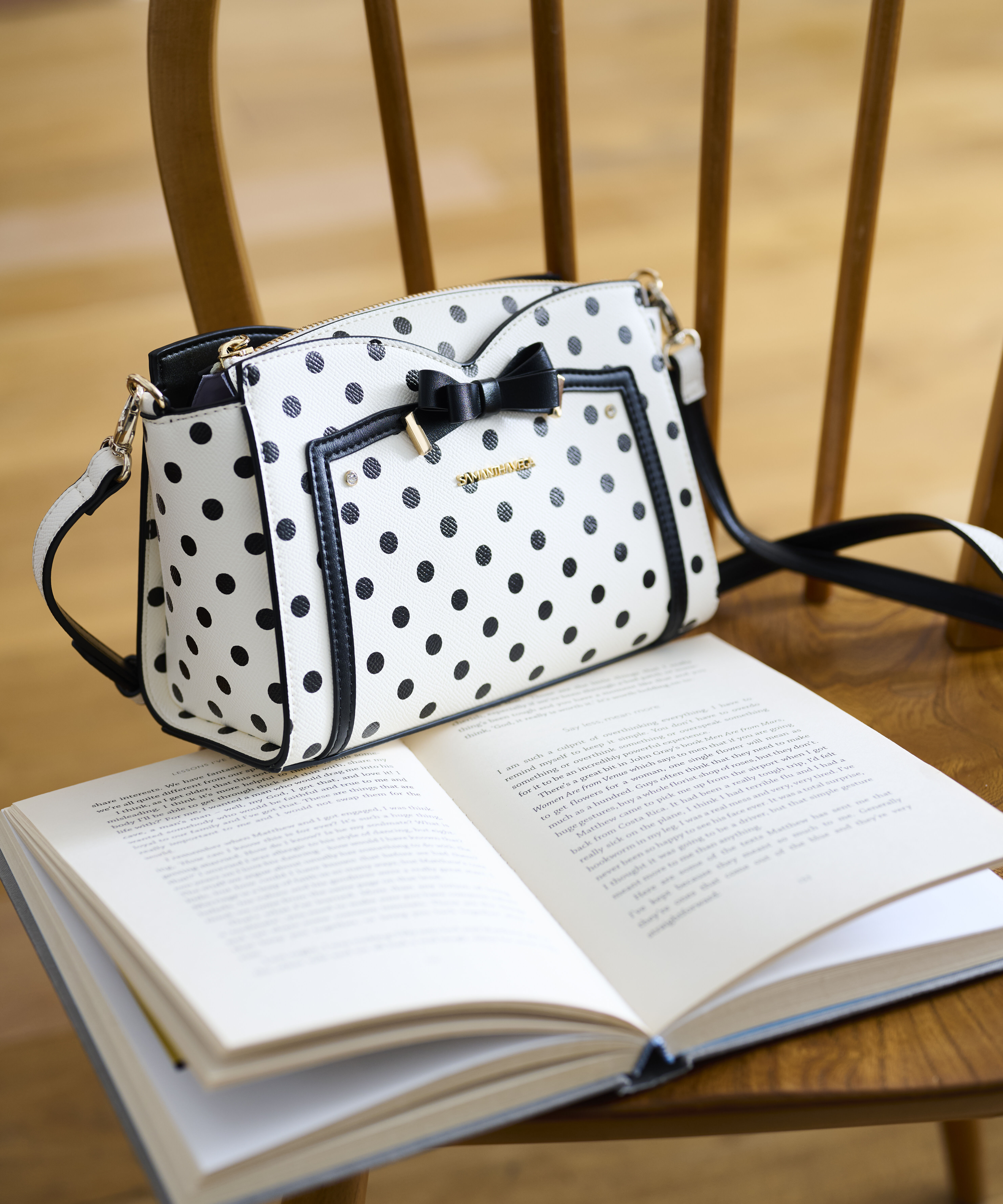 Samantha Vega「ソリッドリボンドットショルダーバッグ」|ショルダー・メッセンジャー|