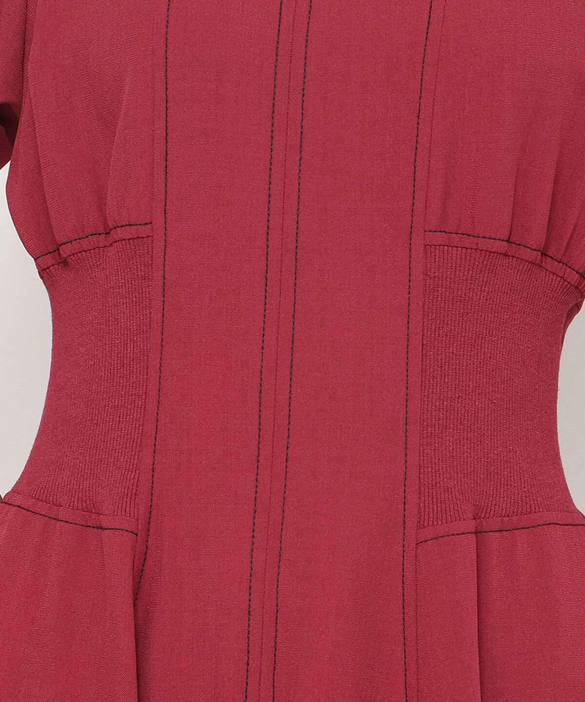 アンドクチュール「ウエストリブ配色ステッチワンピース」|ワンピース|