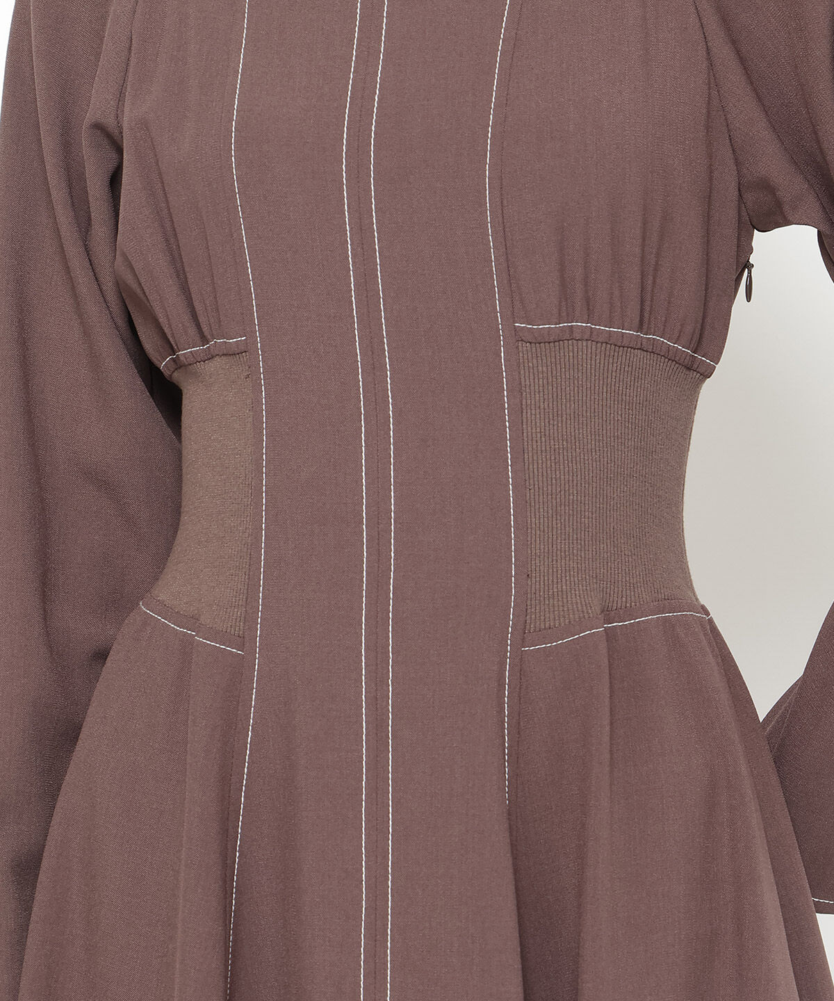 アンドクチュール「ウエストリブ配色ステッチワンピース」|ワンピース|