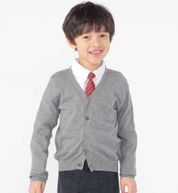 SHIPS KIDS「SHIPS KIDS:100～130cm / 14GG Vネック カーディガン」|カーディガン|グレー
