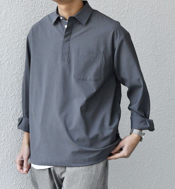 SHIPS any「SHIPS any:〈吸水速乾〉Rapidry スキッパー プルオーバー シャツ(セットアップ対応)◇」|シャツ・ブラウス|グレー