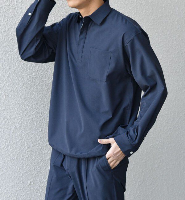 SHIPS any「SHIPS any:〈吸水速乾〉Rapidry スキッパー プルオーバー シャツ(セットアップ対応)◇」|シャツ・ブラウス|ネイビー