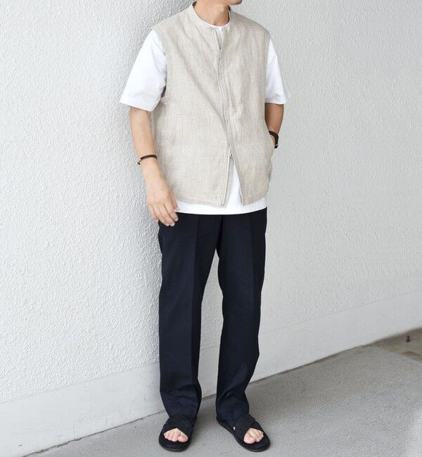 SHIPS any「SHIPS any:〈洗濯機可能〉NOVELTEX リネン ジップ ベスト(セットアップ対応)◇」|ベスト・ジレ|