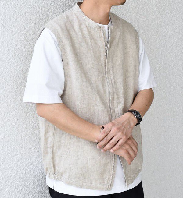 SHIPS any「SHIPS any:〈洗濯機可能〉NOVELTEX リネン ジップ ベスト(セットアップ対応)◇」|ベスト・ジレ|