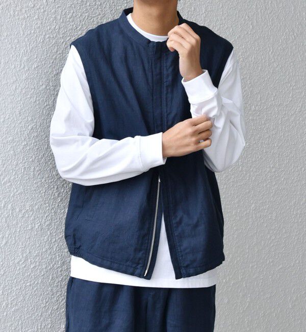 SHIPS any「SHIPS any:〈洗濯機可能〉NOVELTEX リネン ジップ ベスト(セットアップ対応)◇」|ベスト・ジレ|